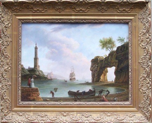 Cadre doré de style « Grand Palais » (reproduction) autour d’une marine